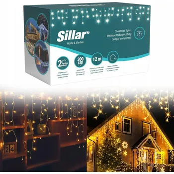Vánoční dekorace Sillar 300 LED teplá bílá záclona FLASH