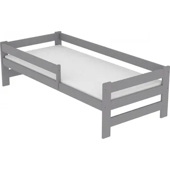 Dětská postel Postel KOUBA z masivu borovice 180x80 cm - ŠEDÁ + rošt ZDARMA