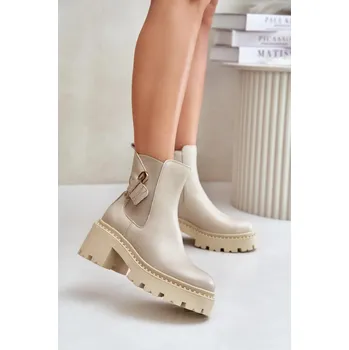 Dámské polobotky Dámské kožené boty na podpatku s ozdobnou sponou Step in style, 40 i240_202815_2:40