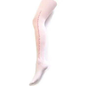 Dětské bavlněné žakárové punčocháče NEW BABY bílé s motýlkem 116–122