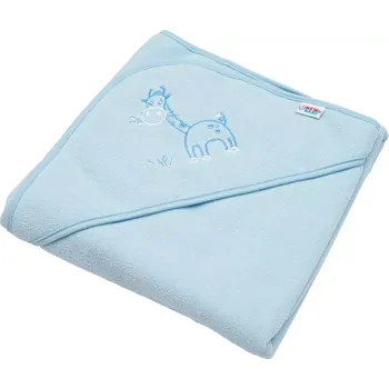 Dětská froté osuška s kapucí NEW BABY 80 × 80 cm – modrá žirafa