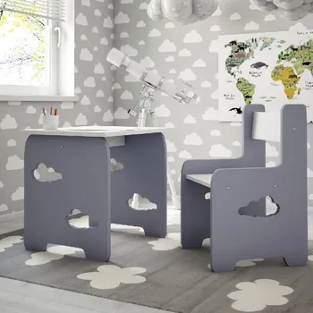Dětský pokoj Stůl a židle mráček - šedá