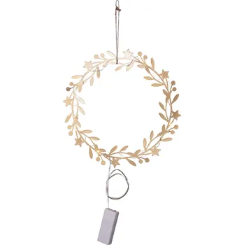 Svítící vánoční věnec průměr 28 cm Star Trading Holiday - zlatý zlatá