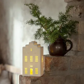 Vánoční dekorace Dekorativní svítící LED domeček výška 16 cm Star Trading Vinter - bílý bílá