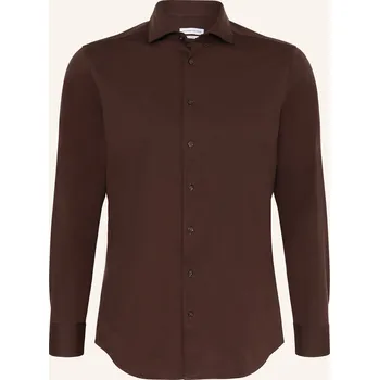 Pánská košile Seidensticker Pánská Košile Shaped Fit, tmavě hnědá, 38
