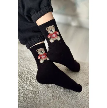 Dívčí oblečení Dětské Mládežnické Ponožky Medvídek V Svetru Černé 29-31