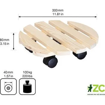 Květináč Podložka pod květináč kruhový - 28/30 cm buk přírodní (nosnost 100kg)