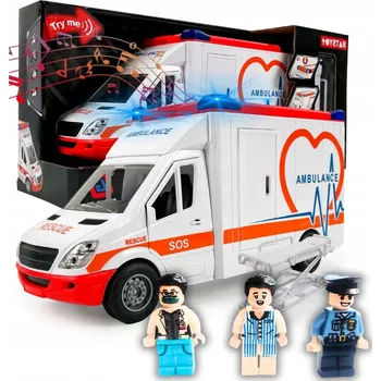 VELKÁ INTERAKTIVNÍ SANITKA ZÁCHRANÁŘ PACIENT POLICISTA NOSÍTKA ZNAČKY