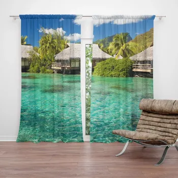 Závěs Sablio Závěs Chatky na moři: 2ks 140x250cm