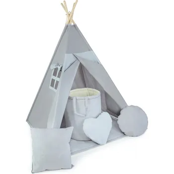 Dětský stan Stan teepee s oknem + 6 dárků zdarma - šedý