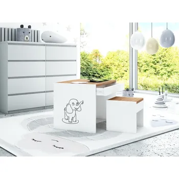 Dětský pokoj Stůl se šuplíkem a jedna židle - slůně / dřevo