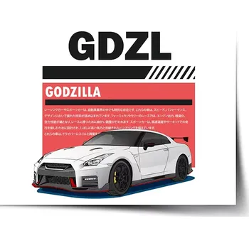 Plakát Sablio Plakát Nissan GTR 35 Godzilla - 90x60 cm
