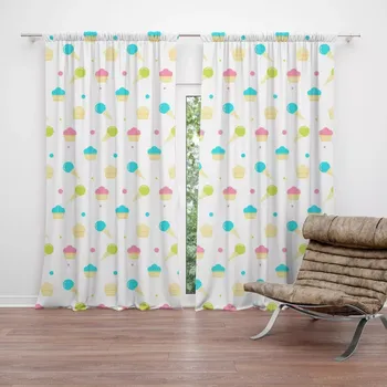 Závěs Sablio Závěs Zmrzlinky s muffiny: 2ks 140x250cm