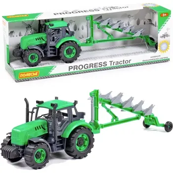 autíčko Polesie Traktor Progress s pluhem zelený