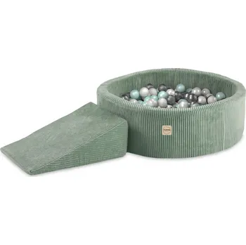 Dětské hřiště PLUSH NEST Mini hřiště s bazénem Ø 90 × 30 cm s herním prvkem (trojúhelník) a 200 míčky zelené