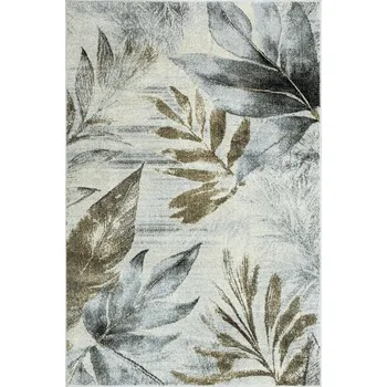 Koberec KOBEREC S VZOREM LISTŮ MODERNÍ HNĚDÁ ŠEDÁ MĚKKÝ DO OBÝVÁKU PONTE 140x190 cm