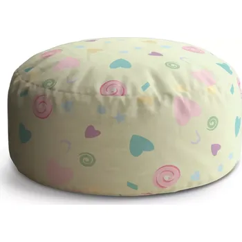 Taburet Sablio Taburet Circle Srdíčka a spirály XL: 38x48 cm