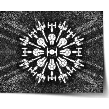 Plakát Sablio Plakát Star Wars Vesmírné lodě na šedém abstraktu - 60x40 cm
