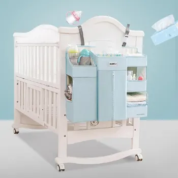 Organizér na kosmetiku Závěsný organizer na postýlku modrý