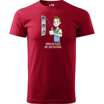 Sablio Tričko s potiskem pro elektrikáře Hrdina bez pláště? Ano, jsem elektrikář - červené XL