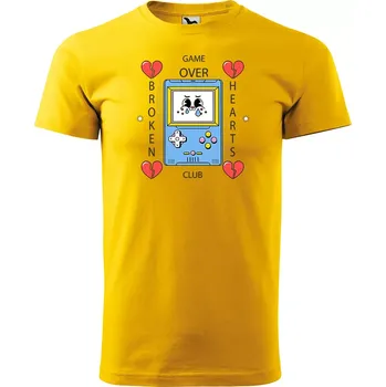 Sablio Tričko s potiskem GAME OVER broken hearts club - žluté XL