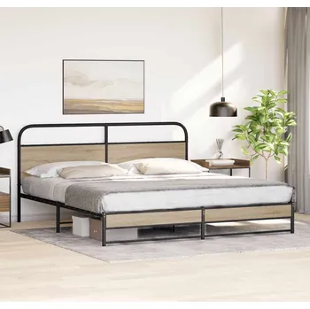 Postel zahrada-XL Kovový rám postele bez matrace kouřový dub 200 x 200 cm 3318677