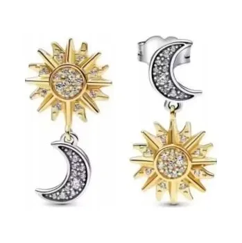 Náušnice Zlaté a stříbrné náušnice stříbro 925 slunce a měsíc puzetky ze stříbra