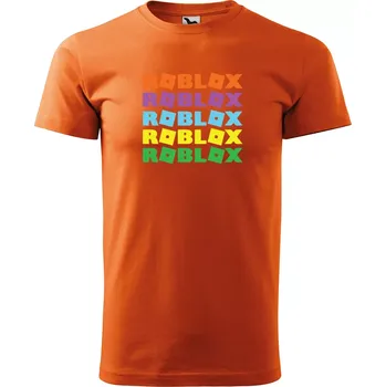 Pánské tričko Sablio Tričko s potiskem ROBLOX barevný text - oranžové S