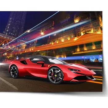 Plakát Sablio Plakát Ferrari na ulici - 60x40 cm