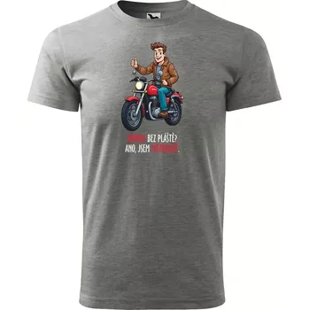Pánské tričko Sablio Tričko s potiskem Hrdina bez pláště? Ano, jsem motorkář - šedé 4XL