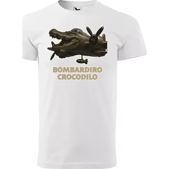 Sablio Tričko s potiskem Bombardiro crocodilo - Italian Brainrot - bílé 5XL