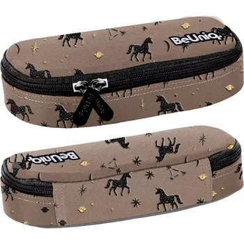 Penál Paso školní penál jednokomorový hnědý s jednorožci