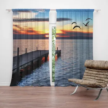 Závěs Sablio Závěs Západ slunce nad molem: 2ks 140x250cm