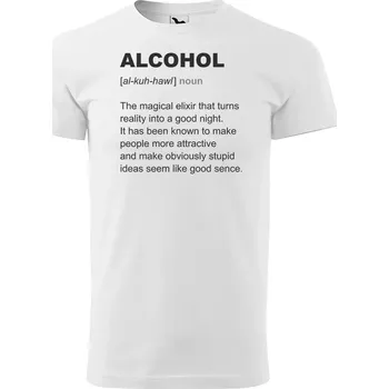 Sablio Tričko s potiskem Alcohol - bílé 5XL