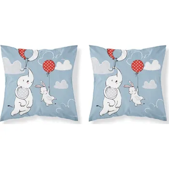Povlak na dekorativní polštářek Dětský potah na polštář 40x40 cm - Slůně s králíčkem / modrá