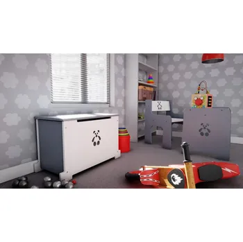 úložný prostor na hračky Dětská truhla na hračky méďa šedý