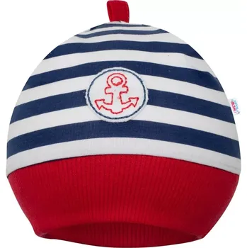 Kojenecká čepice Dojenecká bavlněná čepička New Baby Marine 6–9 měsíců