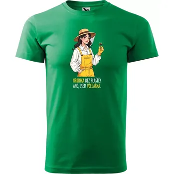 Sablio Tričko s potiskem Hrdinka bez pláště? Ano, jsem včelařka - zelené XL