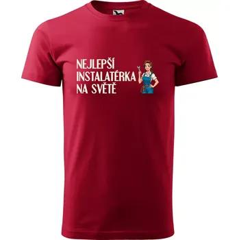 Pánské oblečení Sablio Tričko s potiskem Nejlepší instalatérka na světě - červené M