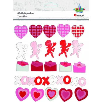 samolepka Pěnové Samolepky Titanum – srdíčka, dopisy, amorci, xoxo