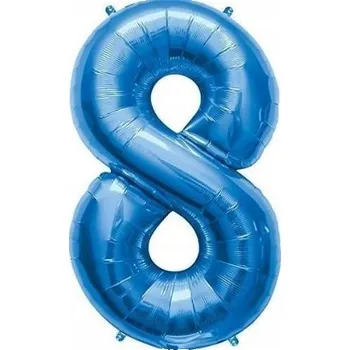 Balónek Balónek číslice 8 osm 32" 80 cm modrý, modrý, osmé narozeniny