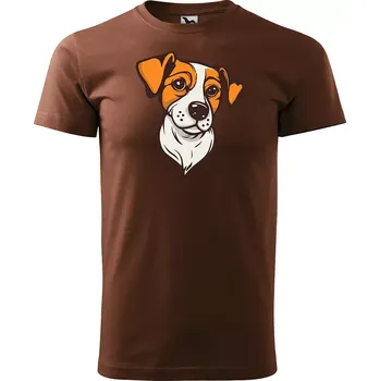 Pánské tričko Sablio Tričko s potiskem Jack Russel - hnědé S
