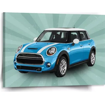 Obraz Sablio Obraz Mini sedan Zelené pozadí - 150x110 cm