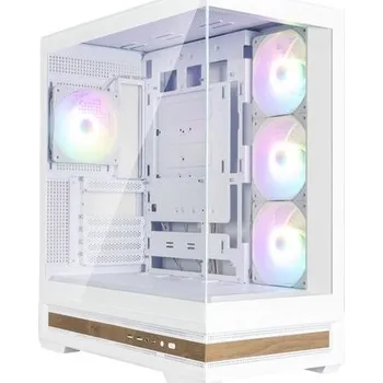 PC skříň Zalman skříň P40 Namu midT 4x120mm ARGB fan 2xUSB 3.0 USB-C panoramatická dřevěné doplňky bílá