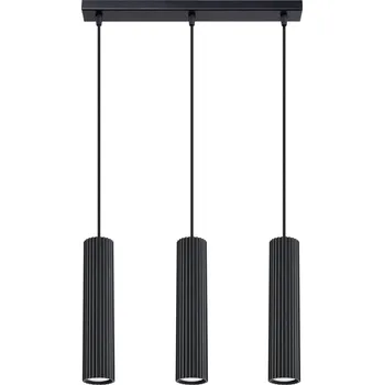 Závěsné svítidlo Karbon, 3x černé kovové stínítko