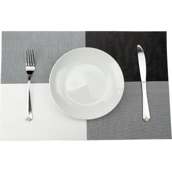 prostírání Prostírání pletené PVC 1 kus - kříž - černobílá