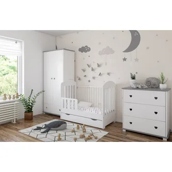 Dětská postýlka Postýlka 120/60 cm Vanessa se šuplíkem - bílá - 2v1