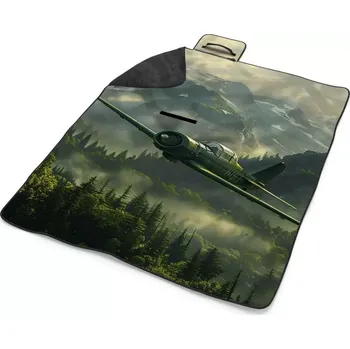 deka Sablio Plážová deka Bojové letadlo v horách: 200x140 cm