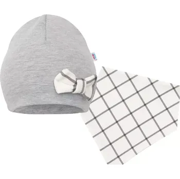 Kojenecká čepice Dětská čepička a šátek na krk New Baby Missy, šedá