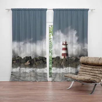 Závěs Sablio Závěs Maják ve vlnách: 2ks 140x250cm